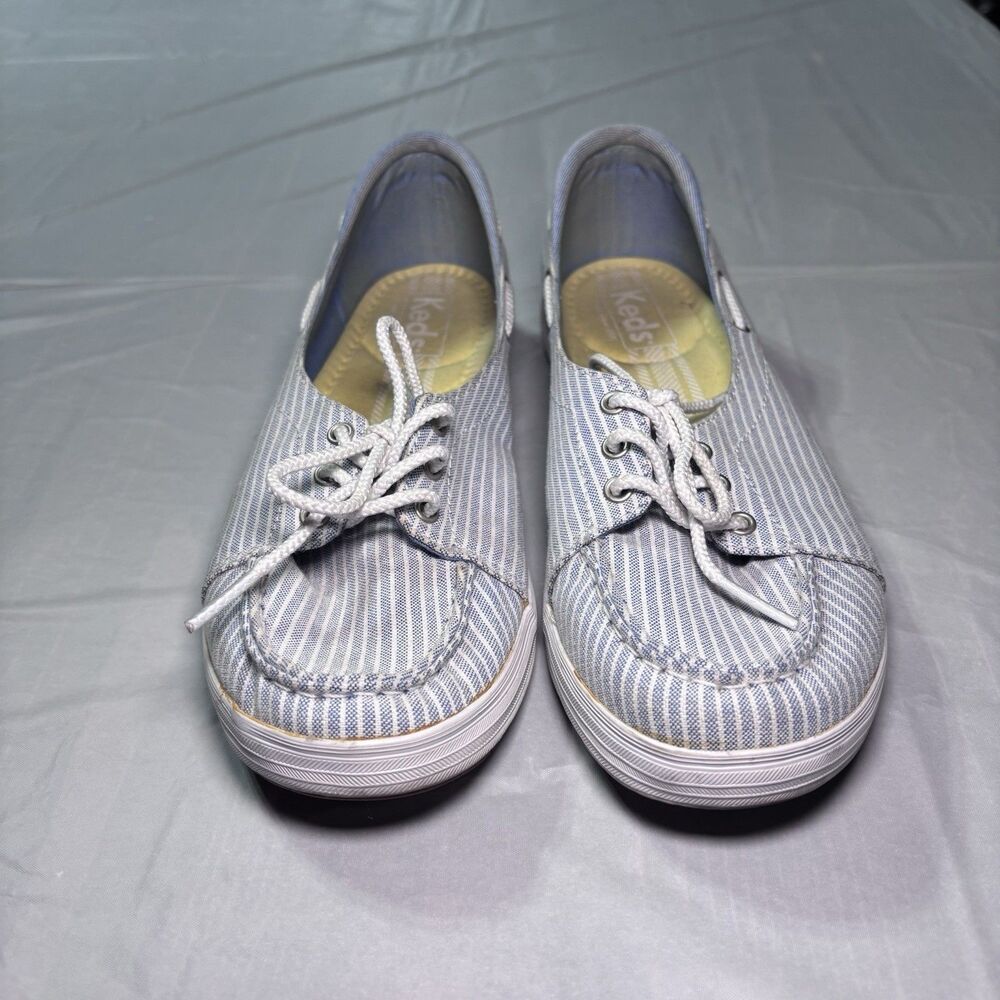 Keds Women's WF51362 Blue White Striped Boat Shoe Slip On Loafer Size 7.5